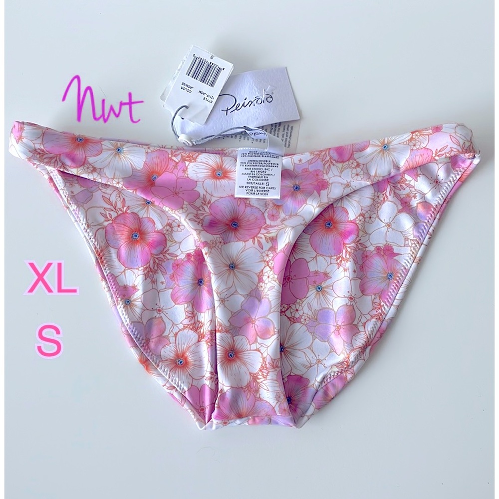 NWT PEIXOTO BELLA pink orange lilac swim bottoms low tanga floral new XL M S
